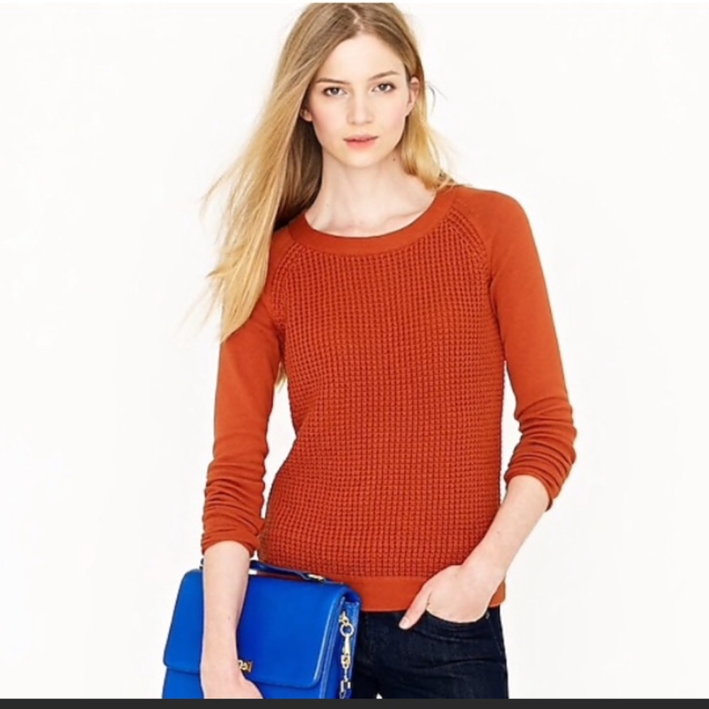 Women’s J. Crew Waffle Knit Rust Color Sweater XS